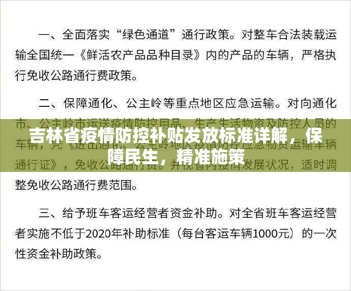 吉林省疫情防控补贴发放标准详解，保障民生，精准施策