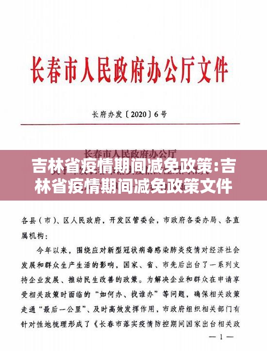 吉林省疫情期间减免政策:吉林省疫情期间减免政策文件