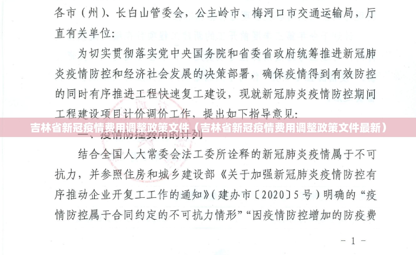 吉林省新冠疫情费用调整政策文件（吉林省新冠疫情费用调整政策文件最新）