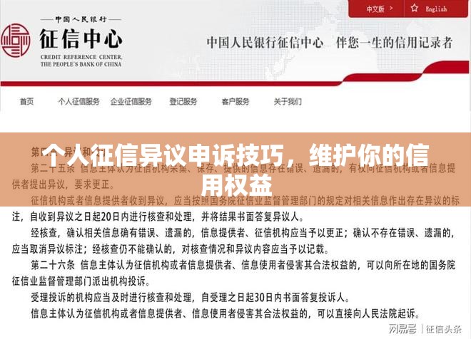 个人征信异议申诉技巧，维护你的信用权益