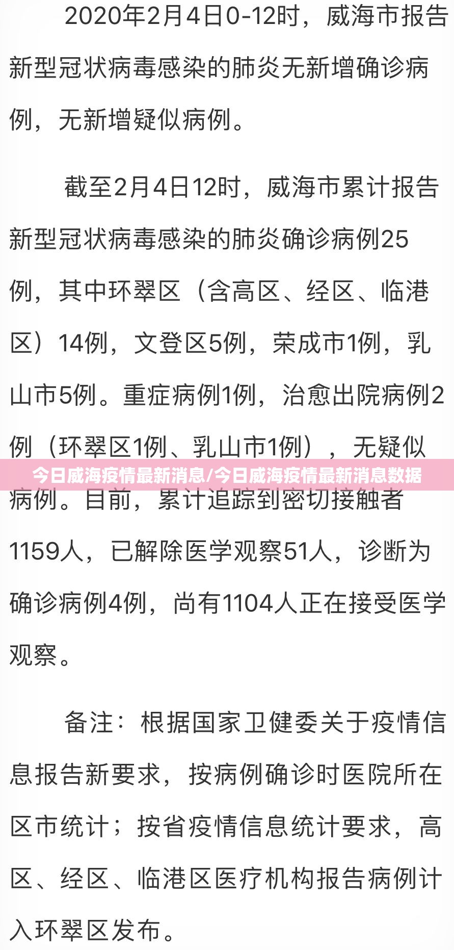 今日威海疫情最新消息/今日威海疫情最新消息数据