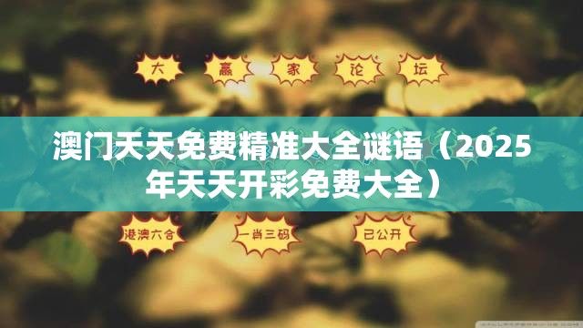 澳门天天免费精准大全谜语（2025年天天开彩免费大全）