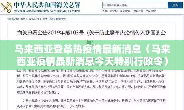 马来西亚登革热疫情最新消息（马来西亚疫情最新消息今天特别行政令）