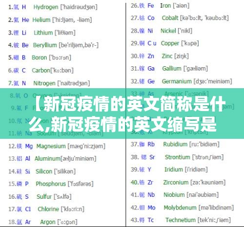 【新冠疫情的英文简称是什么,新冠疫情的英文缩写是什么】