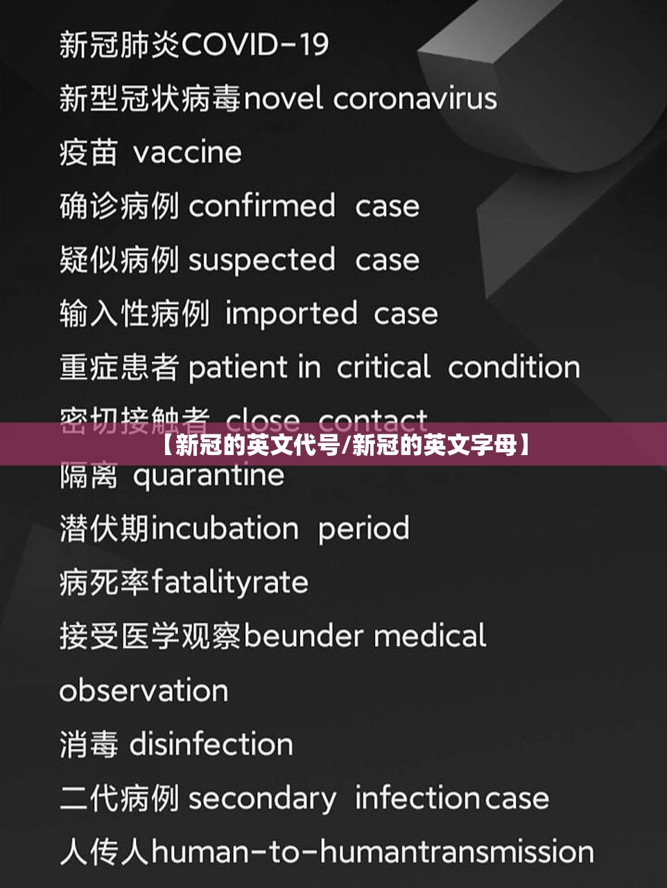 【新冠的英文代号/新冠的英文字母】