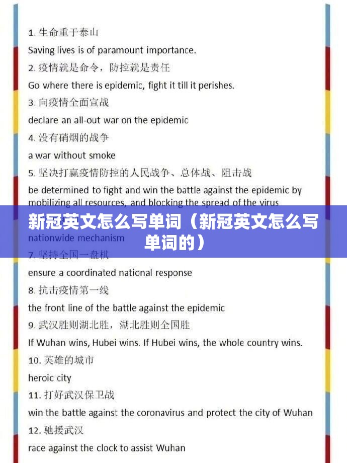 新冠英文怎么写单词（新冠英文怎么写单词的）