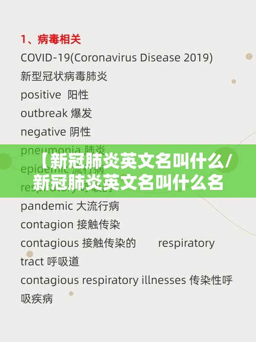 【新冠肺炎英文名叫什么/新冠肺炎英文名叫什么名字】