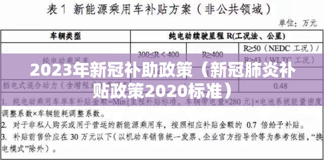 2023年新冠补助政策（新冠肺炎补贴政策2020标准）