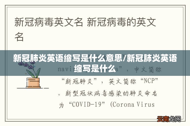 新冠肺炎英语缩写是什么意思/新冠肺炎英语缩写是什么