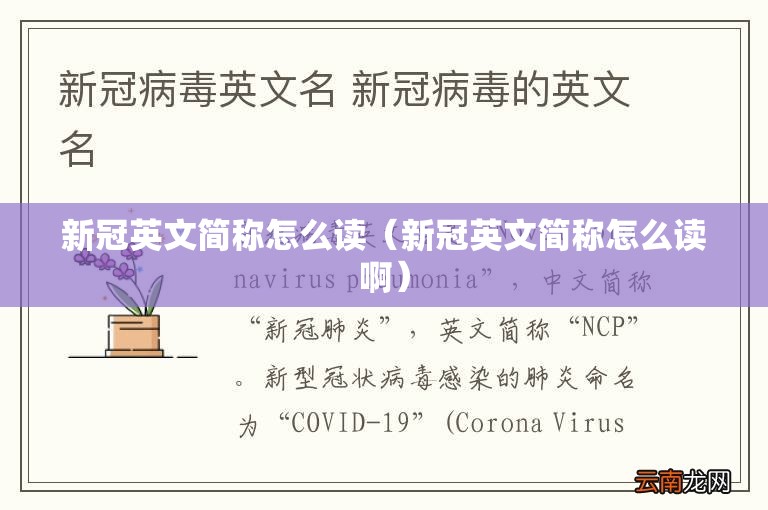 新冠英文简称怎么读（新冠英文简称怎么读啊）