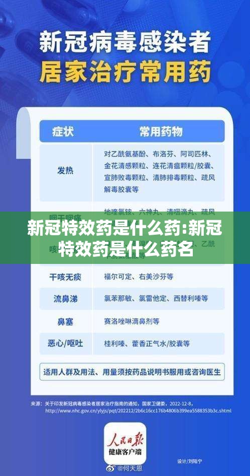 新冠特效药是什么药:新冠特效药是什么药名