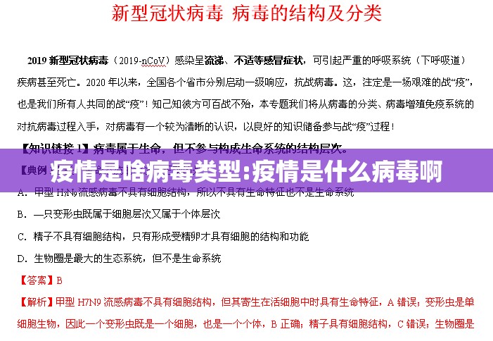 疫情是啥病毒类型:疫情是什么病毒啊