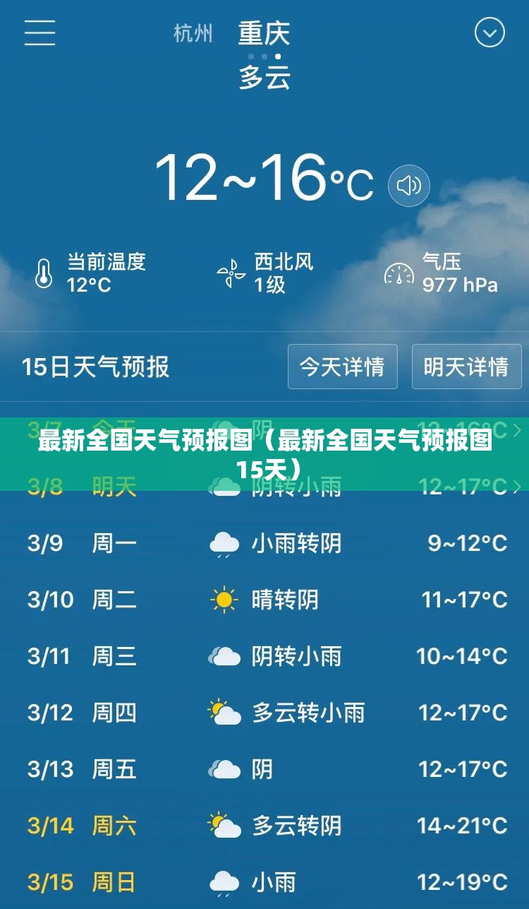 最新全国天气预报图（最新全国天气预报图 15天）