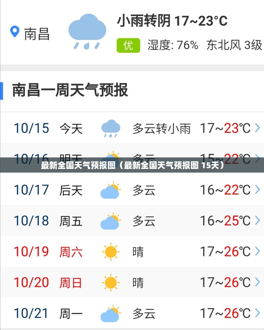 最新全国天气预报图（最新全国天气预报图 15天）