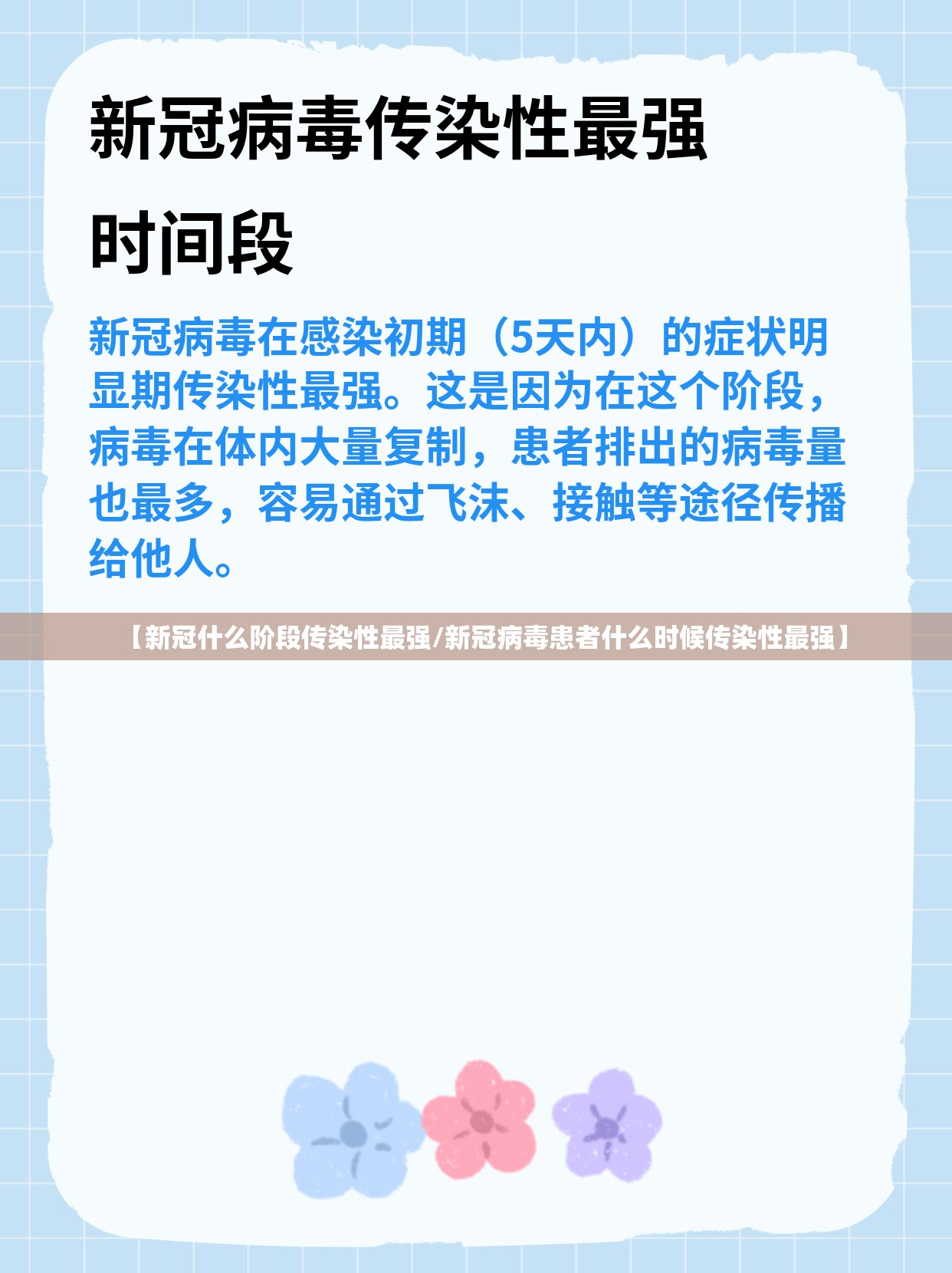 【新冠什么阶段传染性最强/新冠病毒患者什么时候传染性最强】
