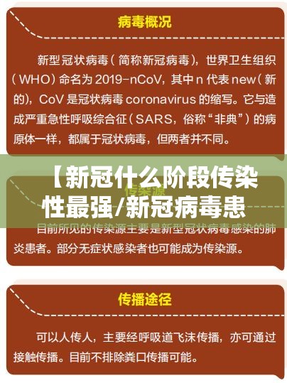 【新冠什么阶段传染性最强/新冠病毒患者什么时候传染性最强】