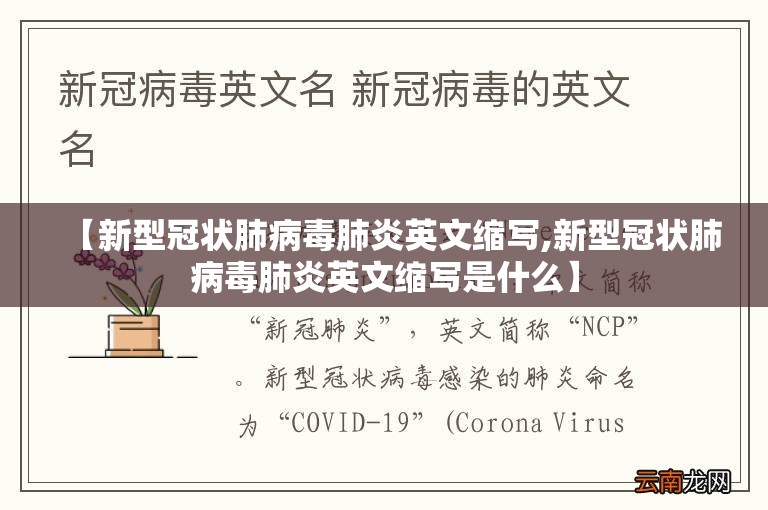 【新型冠状肺病毒肺炎英文缩写,新型冠状肺病毒肺炎英文缩写是什么】