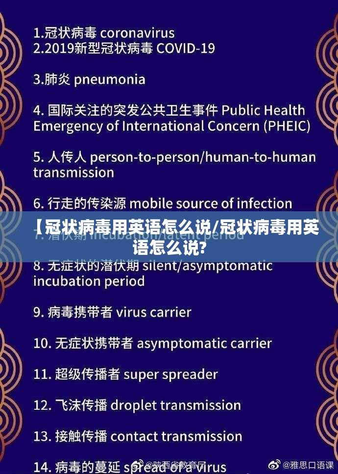 【冠状病毒用英语怎么说/冠状病毒用英语怎么说?