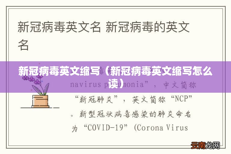 新冠病毒英文缩写（新冠病毒英文缩写怎么读）