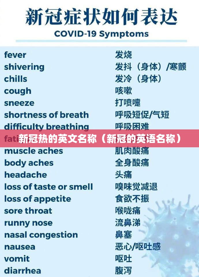 新冠热的英文名称（新冠的英语名称）