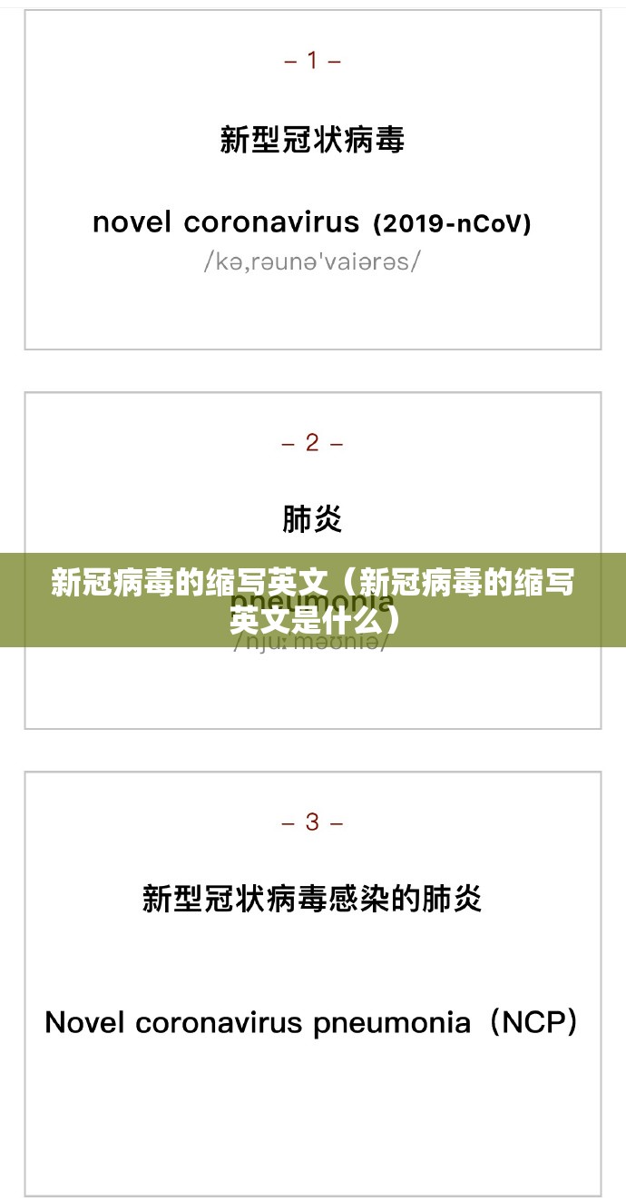 新冠病毒的缩写英文（新冠病毒的缩写英文是什么）