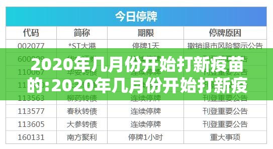 2020年几月份开始打新疫苗的:2020年几月份开始打新疫苗的