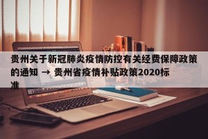 贵州关于新冠肺炎疫情防控有关经费保障政策的通知 → 贵州省疫情补贴政策2020标准