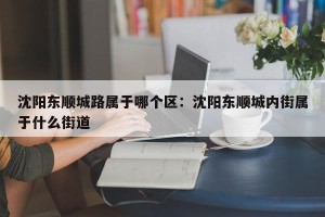 沈阳东顺城路属于哪个区：沈阳东顺城内街属于什么街道